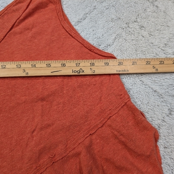 Free People Top Womens S Orange Rosie Drop Waist Tank Raw Cut Asymmetric Hem - Picture 4 of 6